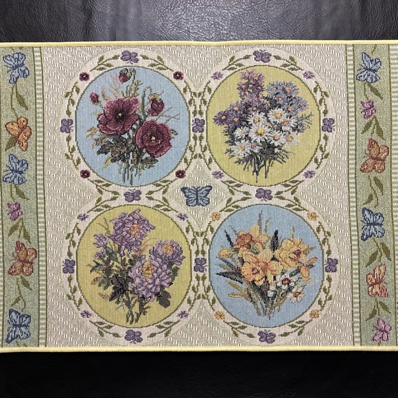 Butterfly Floral Tapestry Placemat by Lena Liu Daisy, Set Of 10 Made In USA - Picture 2 of 14